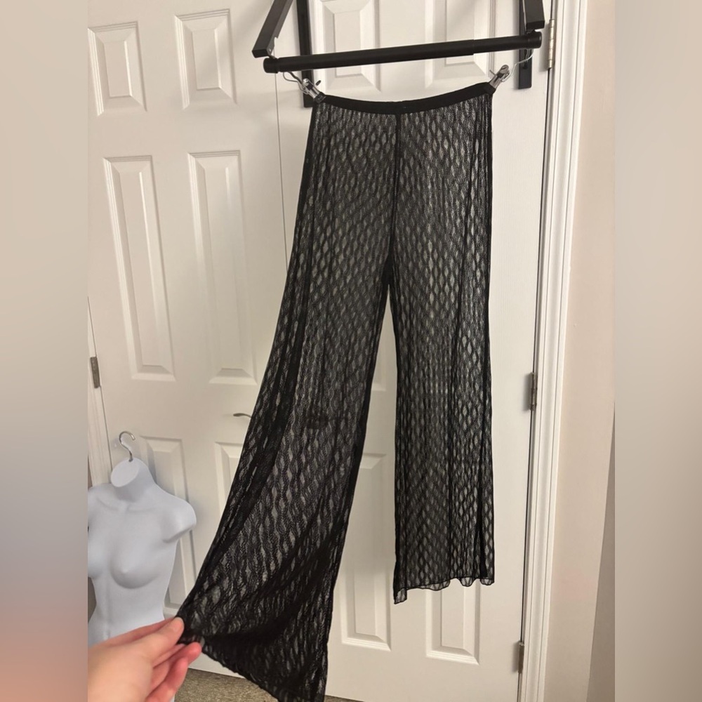 SHEIN Black Sheer Crochet Coverup Pants